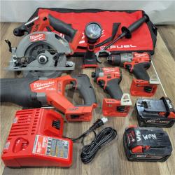 AS-IS Milwaukee M18 FUEL 18V Lithium-Ion Brushless Cordless Combo Kit (5-Tool) with Two 5.0 Ah Batteries, 1 Charger 1 Tool Bag