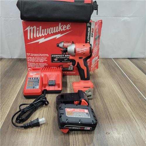 AS-IS  Milwaukee M18 Compact Brushless 1/4  Hex Impact Driver Kit