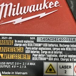 AS-IS Milwaukee 100 ft. REDLITHIUM Lithium-Ion USB Green Rechargeable Cross Line Laser Level with Charger