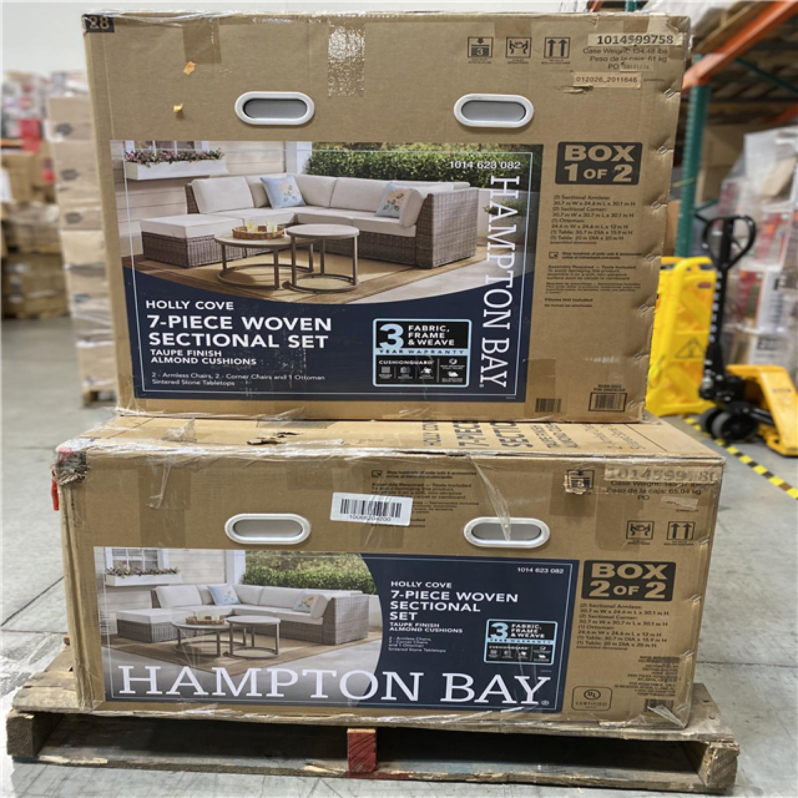 DALLAS LOCATION- HAMPTON BAY Holly Cove 7-Piece Wicker Outdoor Sectional Set