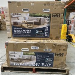 DALLAS LOCATION- HAMPTON BAY Holly Cove 7-Piece Wicker Outdoor Sectional Set