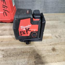 HOUSTON LOCATION - AS-IS Milwaukee 100 ft. REDLITHIUM Lithium-Ion USB Green Rechargeable Cross Line Laser Level Kit
