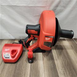 AS-IS- M12 12-V Lithium-Ion Cordless Drain Snake Auger W/ (1) 1.5Ah Battery  5/16 in. X 25 Ft. Cable  Charger  & 5 Gal. Bucket
