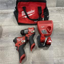AS-IS Milwaukee FUEL 12-Volt Lithium-Ion Brushless Cordless Hammer Drill and Impact Driver Combo Kit