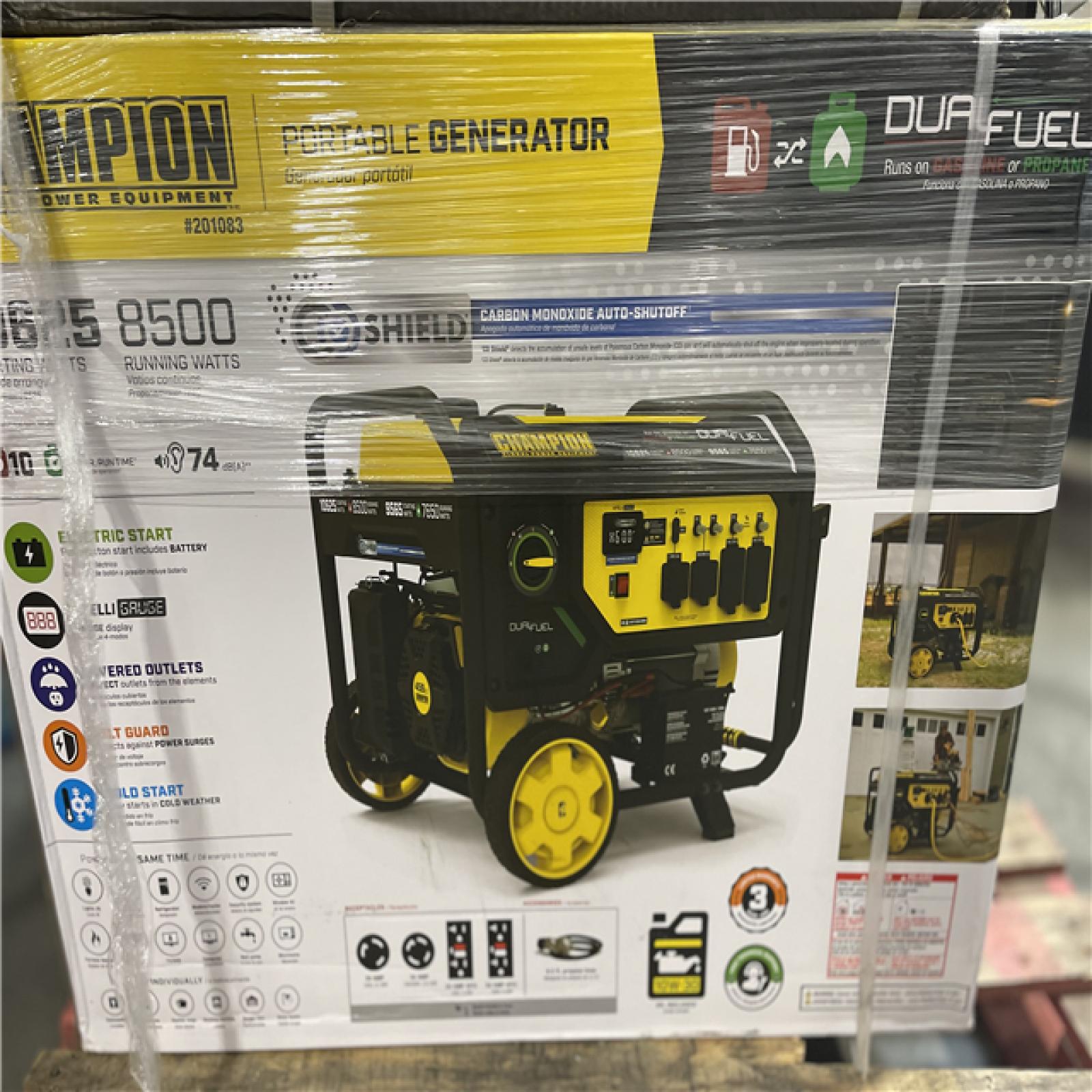 DALLAS LOCATION- NEW!- Champion Power Equipment 10 625/8500-Watt Gasoline/ Propane Powered Dual Fuel Portable Generator
