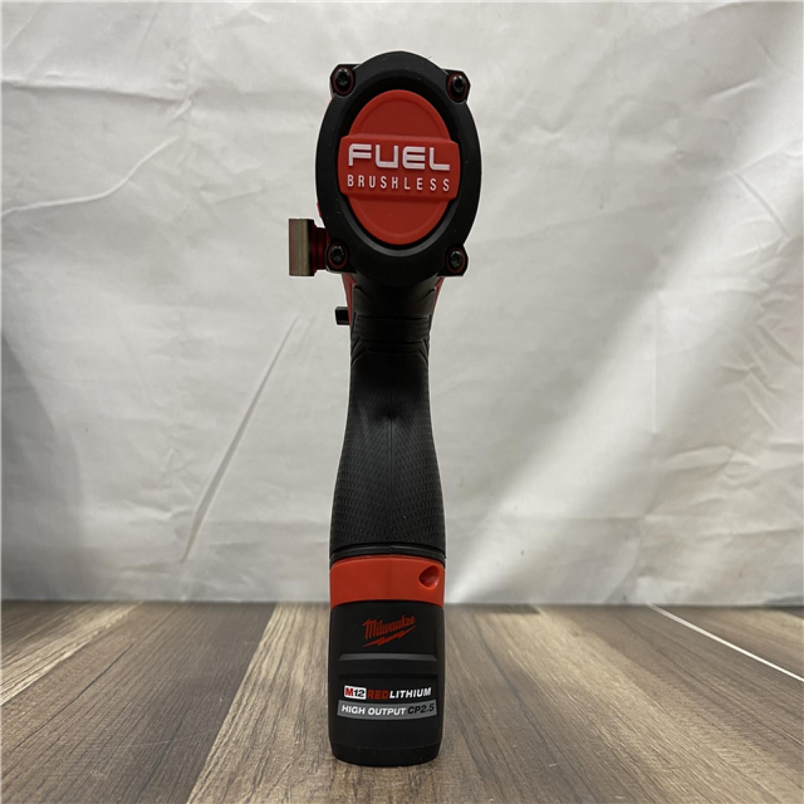 AS-IS Milwaukee FUEL 12V Li-Ion Brushless Cordless Stubby 1/2 in. Impact Wrench Kit