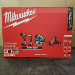 Phoenix NEW Milwaukee M18 18-Volt Lithium-Ion Brushless Cordless Combo Kit (4-Tool) with 2-Batteries  1-Charger and Tool Bag