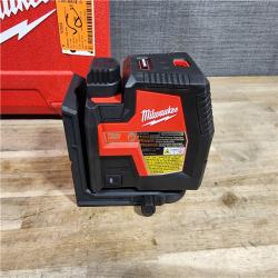 HOUSTON LOCATION - AS-IS Milwaukee-3522-21 Green Beam Laser Cross Line Plumb Point USB Rechargeable