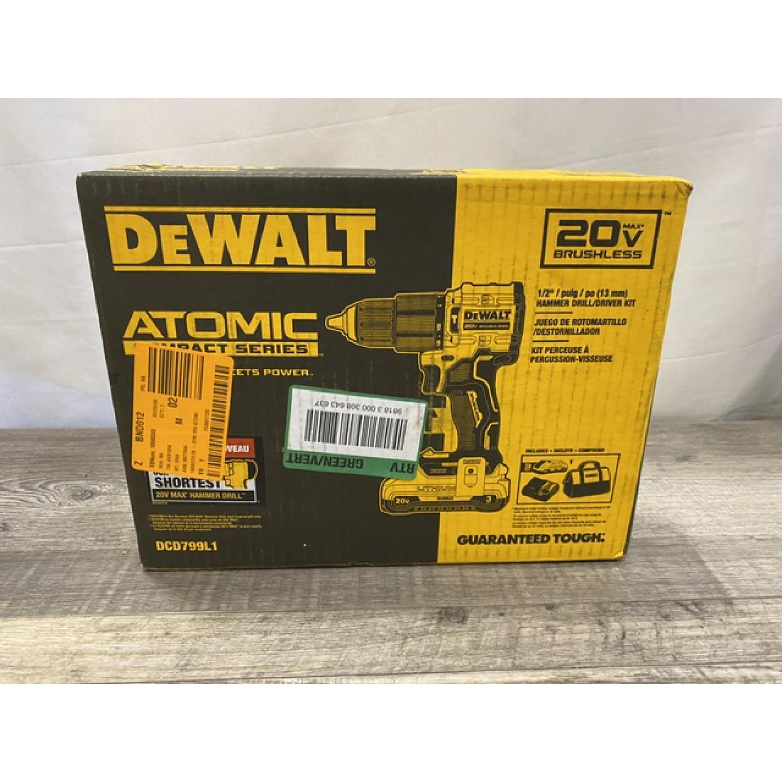 NEW - DEWALT ATOMIC 20-Volt Lithium-Ion Cordless 1/2 in. Compact Hammer Drill Kit