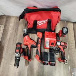 AS-IS - Milwaukee M18 18V Lithium-Ion Cordless Combo Kit (5-Tool) with (2) Batteries, Charger and Tool Bag