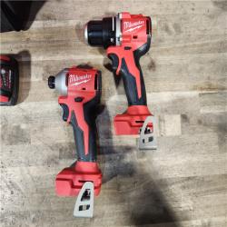 HOUSTON LOCATION - AS-IS Milwaukee M18 18V Lithium-Ion Brushless Cordless Compact Drill/Impact Combo Kit (2-Tool) W/(2) 2.0 Ah Batteries  Charger & Bag