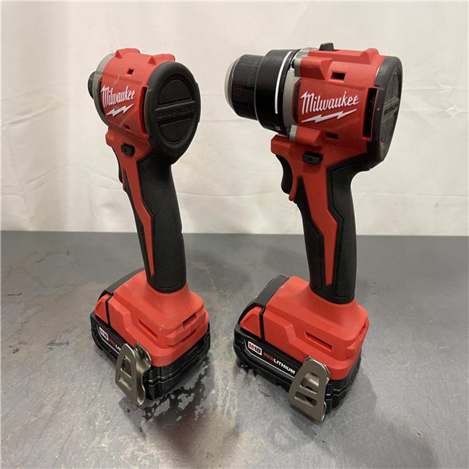 AS-IS - Milwaukee M18 18V Lithium-Ion Brushless Cordless Compact Drill/Impact Combo Kit