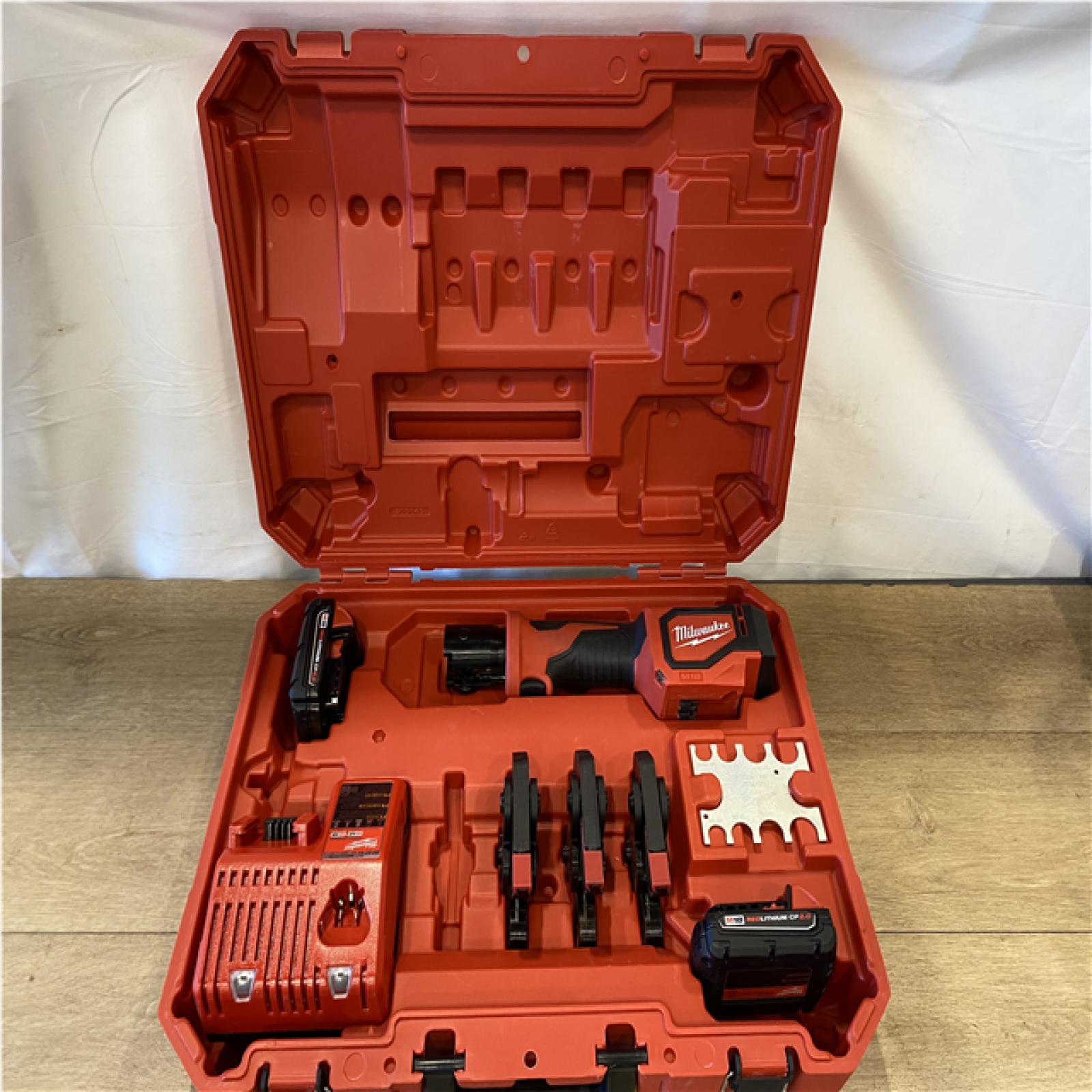 AS-IS Milwaukee 18V Lithium-Ion Cordless Short Throw Press Tool with 3 PEX Crimp Jaws Kit