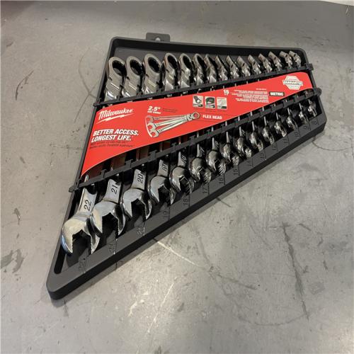 AS-IS - Milwaukee 144-Position Flex-Head Ratcheting Combination Wrench Set Metric (15-Piece)