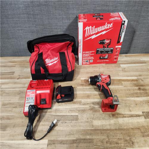 HOUSTON LOCATION - AS - IS Milwaukee 18V Lithium-Ion Brushless Cordless 1/2 in. Compact Drill/Driver with kit