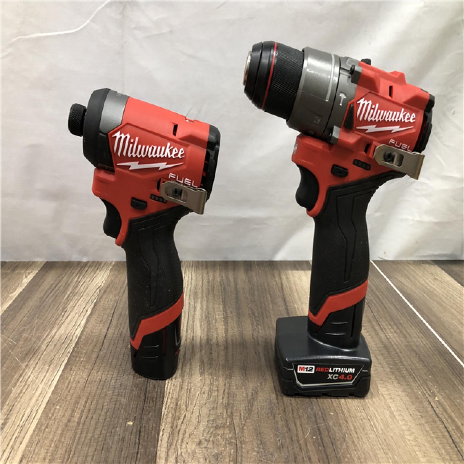 AS-IS Milwaukee FUEL 12-Volt Lithium-Ion Brushless Cordless Hammer Drill and Impact Driver Combo Kit