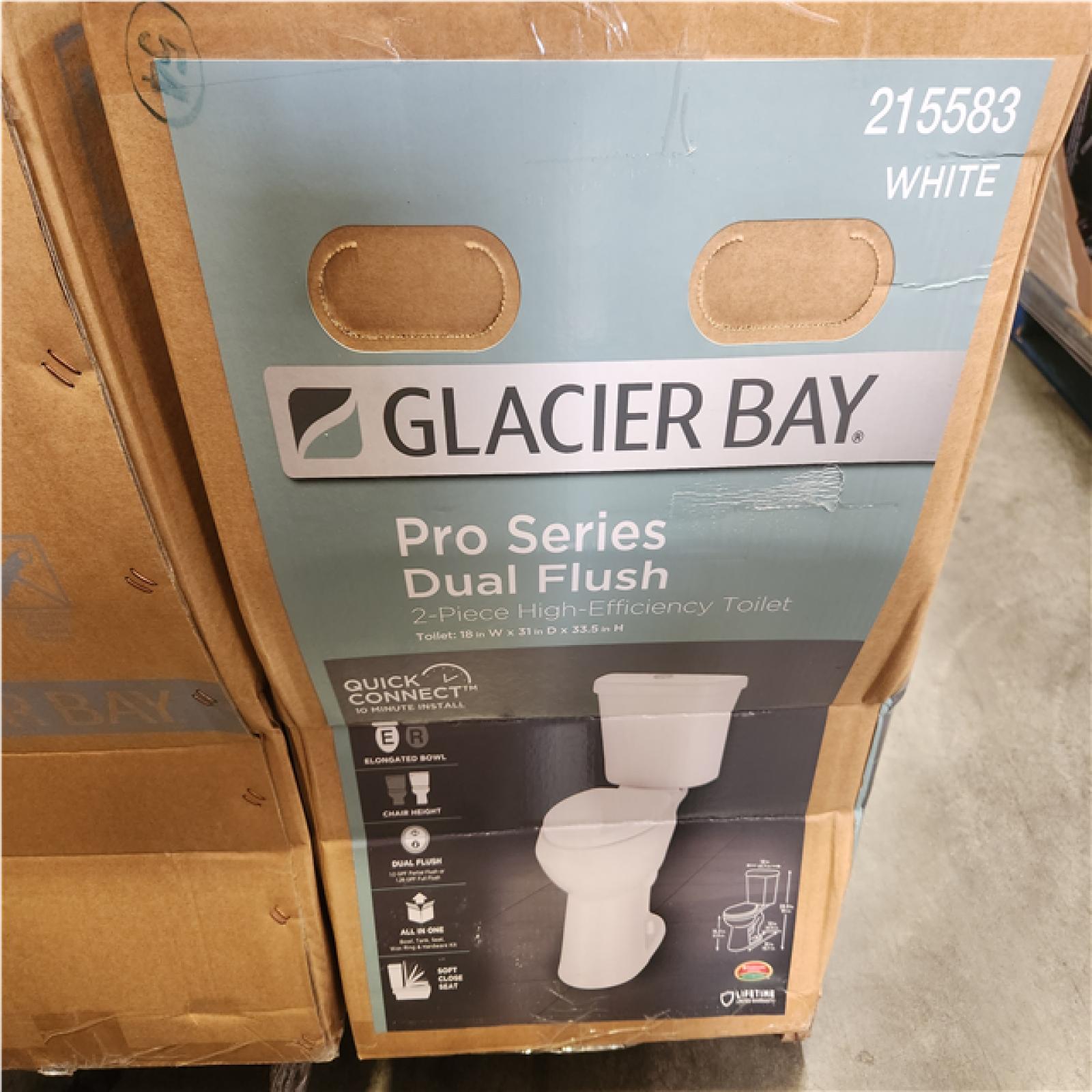 Phoenix NEW Glacier Bay 12 in. Rough In 2-Piece 1.0 GPF/1.28 GPF Dual Flush Elongated Toilet in White, Seat Included Pallet of 4