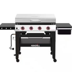 DALLAS LOCATION - Nexgrill Daytona 4-Burner Propane Gas Grill 36 in. Flat Top Griddle in Black with Stainless Steel Lid PALLET-(4 UNITS)