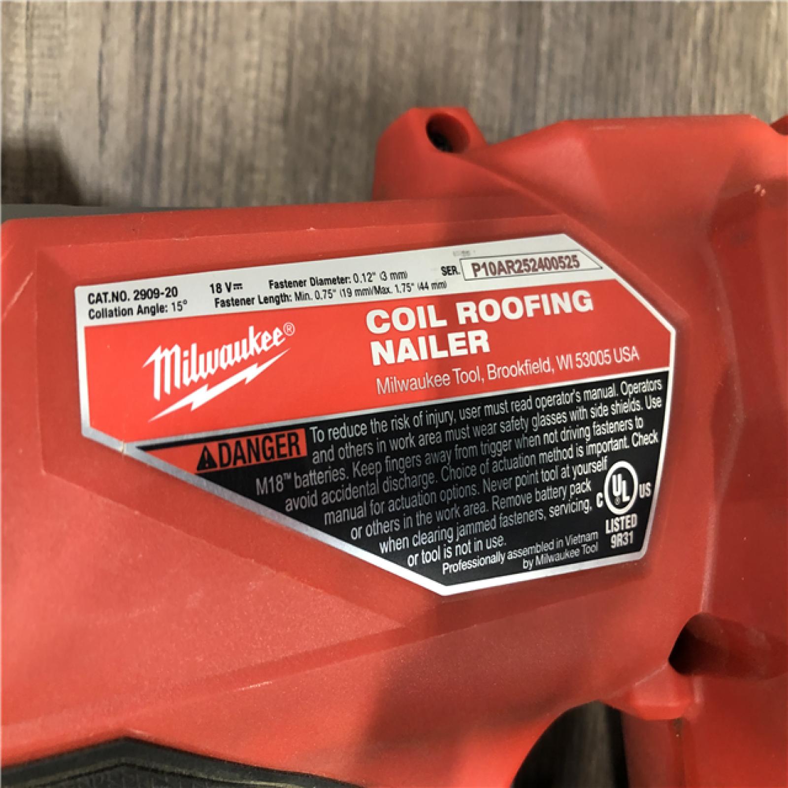 AS-IS Milwaukee FUEL 18-Volt Lithium-Ion Brushless Cordless Coil Roofing Nailer (Tool Only)