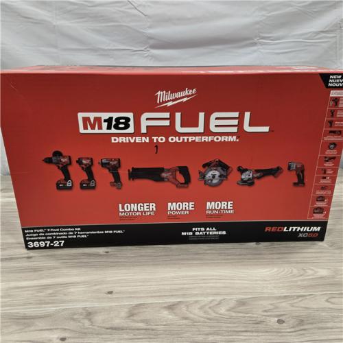 NEW- Milwaukee M18 FUEL 18V Lithium-Ion Brushless Cordless Combo Kit with Two 5.0 Ah Batteries  1 Charger  2 Tool Bags (7-Tool)
