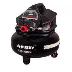 NEW! -  Husky 6 Gal. 150 PSI Portable Electric Oil-Free Jobsite Pancake Air Compressor with Dual Pressure Gauges and 2-Quick Couplers