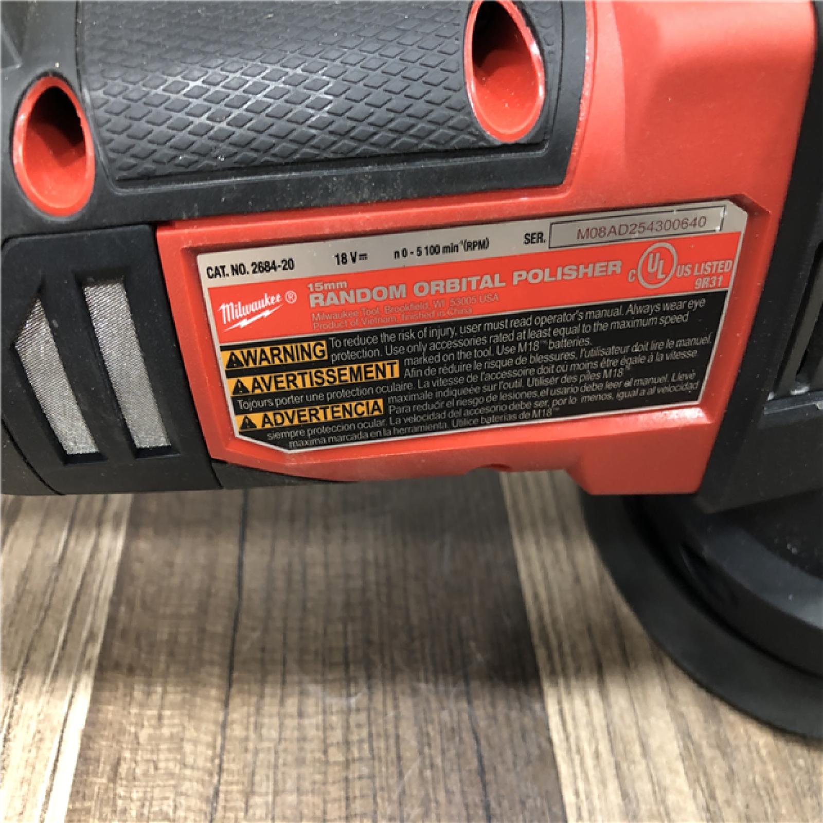 AS-IS Milwaukee  FUEL18V Lithium-Ion Brushless Cordless 15MM DA Polisher (Tool-Only)