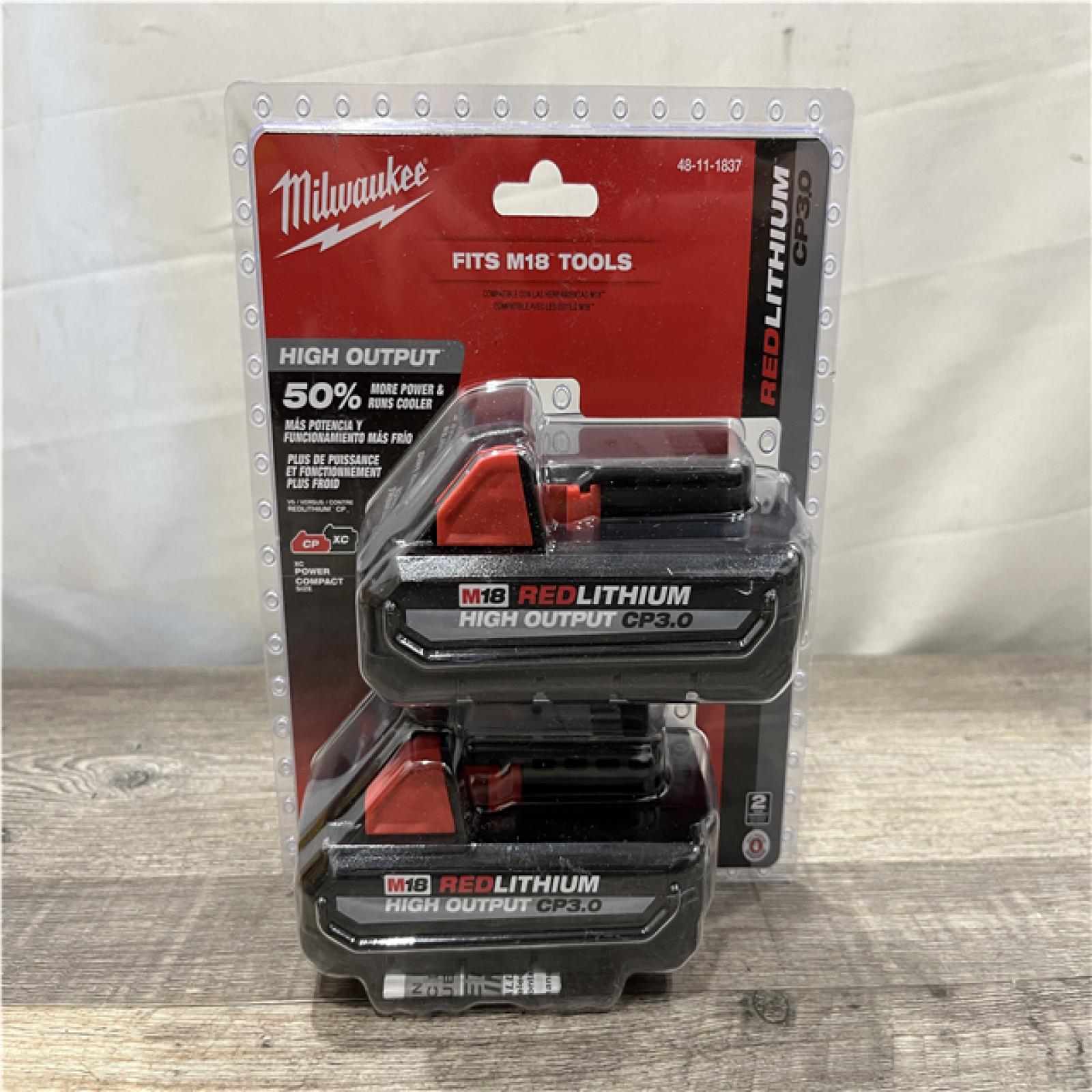 NEW - Milwaukee 18V Lithium-Ion HIGH OUTPUT CP 3.0Ah Battery Pack (2-Pack)