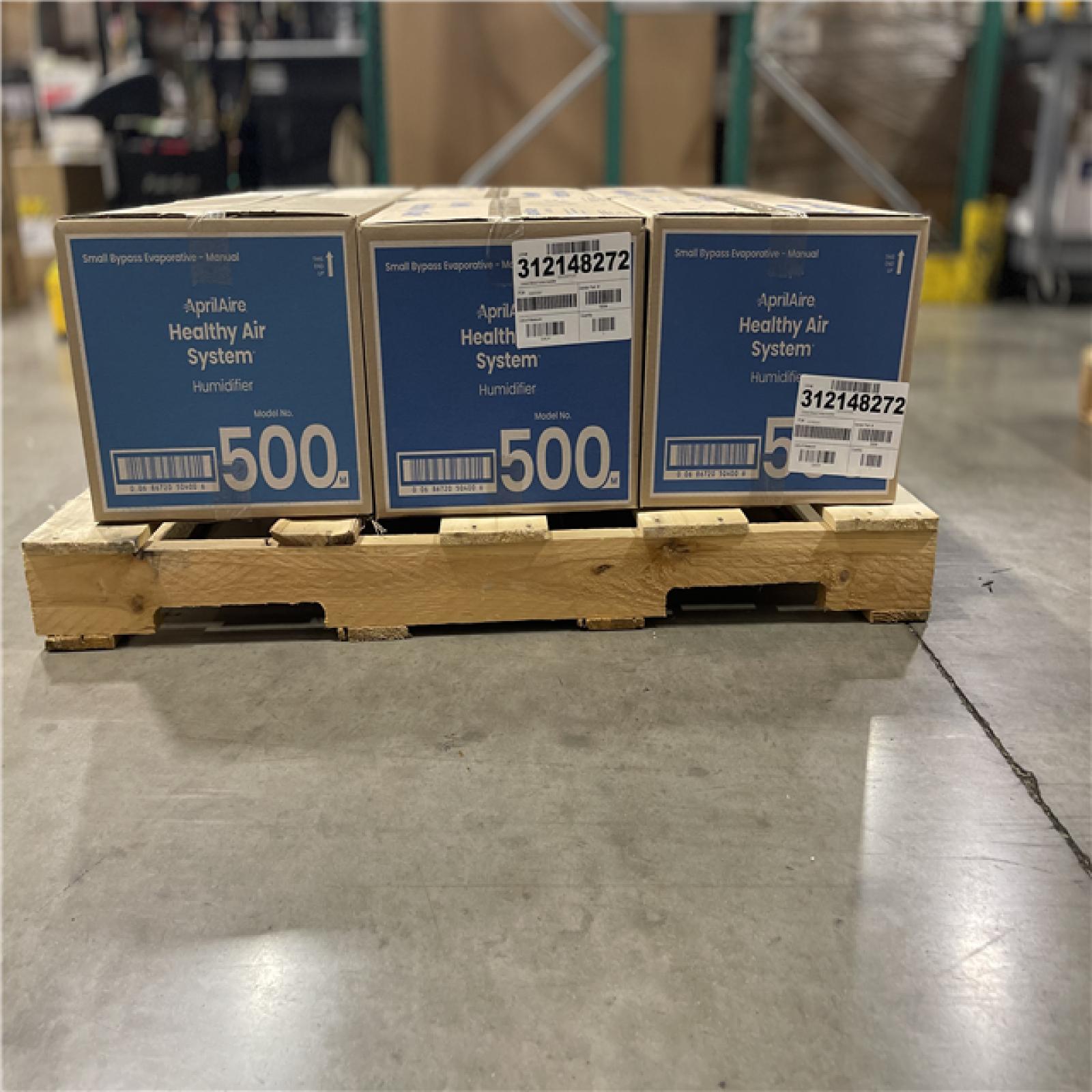 DALLAS LOCATION - AprilAire Model 500M 12 gal. for up to 3 600 sq. ft. Whole-House Small Bypass Evaporative Humidifier with Manual Control- PALLET-(6 UNITS)