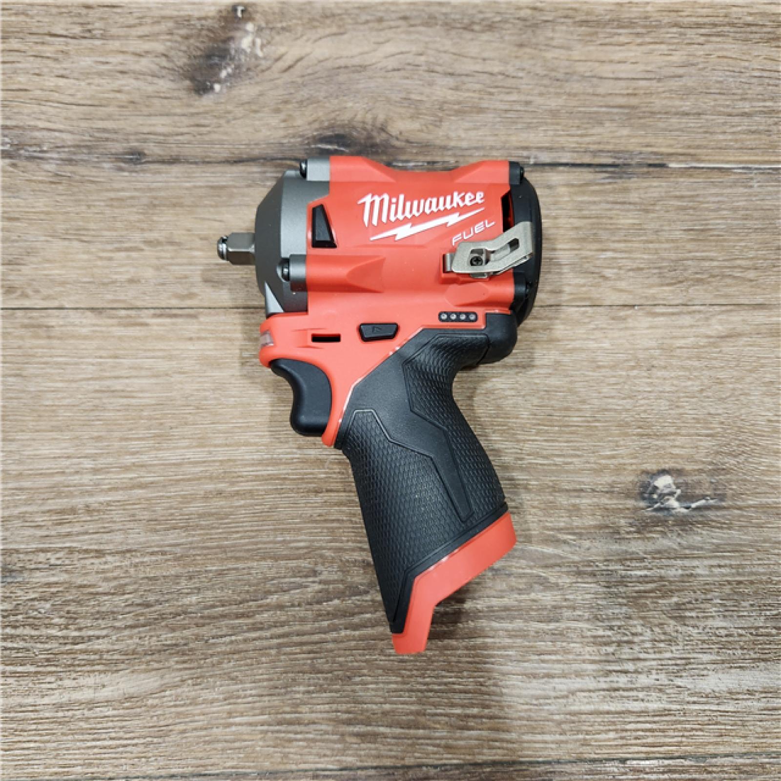 AS-IS Milwaukee M12 FUEL 12V Lithium-Ion Brushless Cordless Stubby 3/8 in. Impact Wrench (Tool-Only)