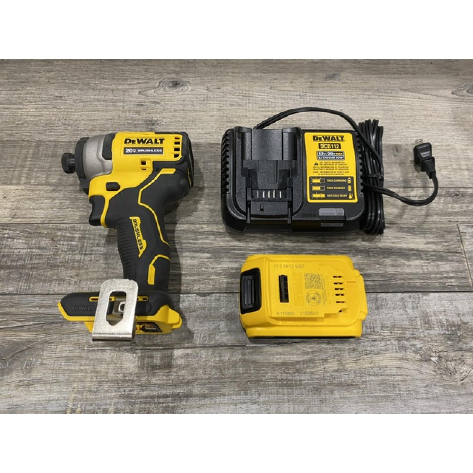 AS-IS DEWALT Atomic 20V Max Lithium-Ion Brushless Cordless Compact 1/4 in. Impact Driver Kit