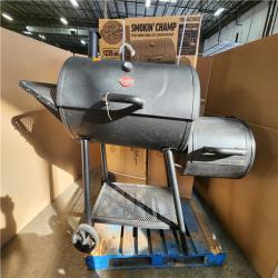 Phoenix AS-IS Char-Griller Smokin' Champ Charcoal Grill Offset Smoker in Black with Charcoal Tray and Dual Damper Controls Pallet