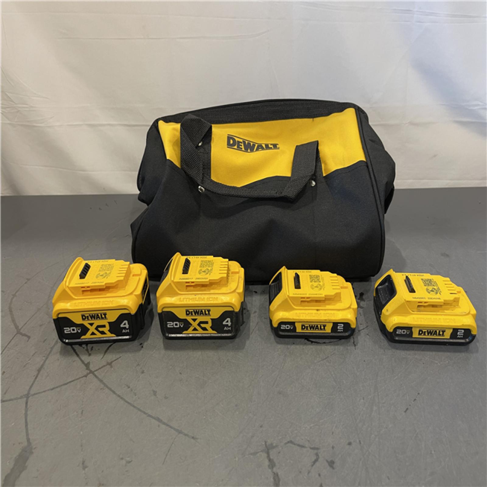 AS-IS - DEWALT 20V MAX Compact Lithium-Ion 2.0Ah Battery Pack (2 Pack) and 20V MAX Lithium-Ion 4.0Ah Battery Pack (2 Pack)