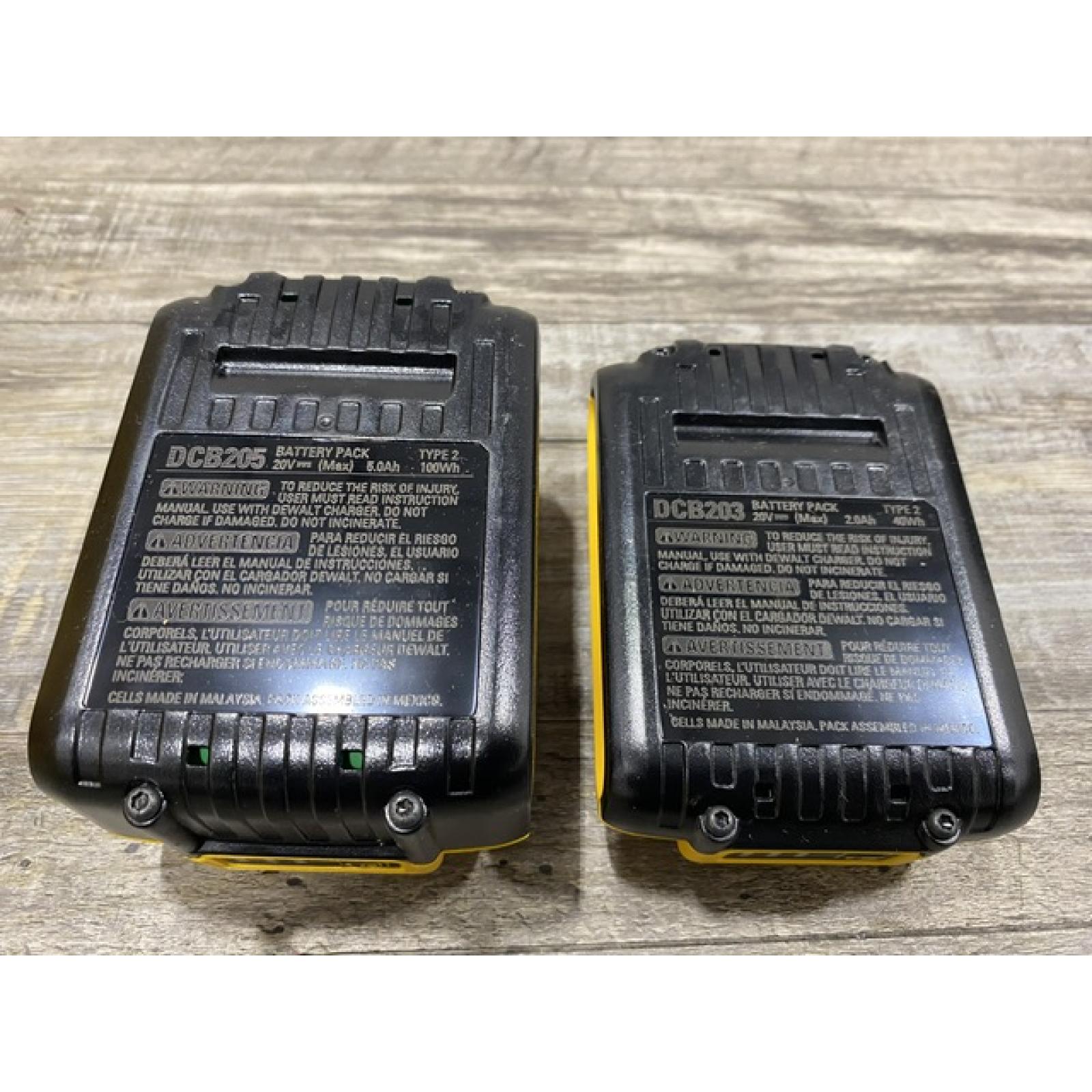 AS-IS DEWALT 20V MAX Lithium-Ion Battery Kit with 5.0Ah and 2.0Ah Battery and Charger