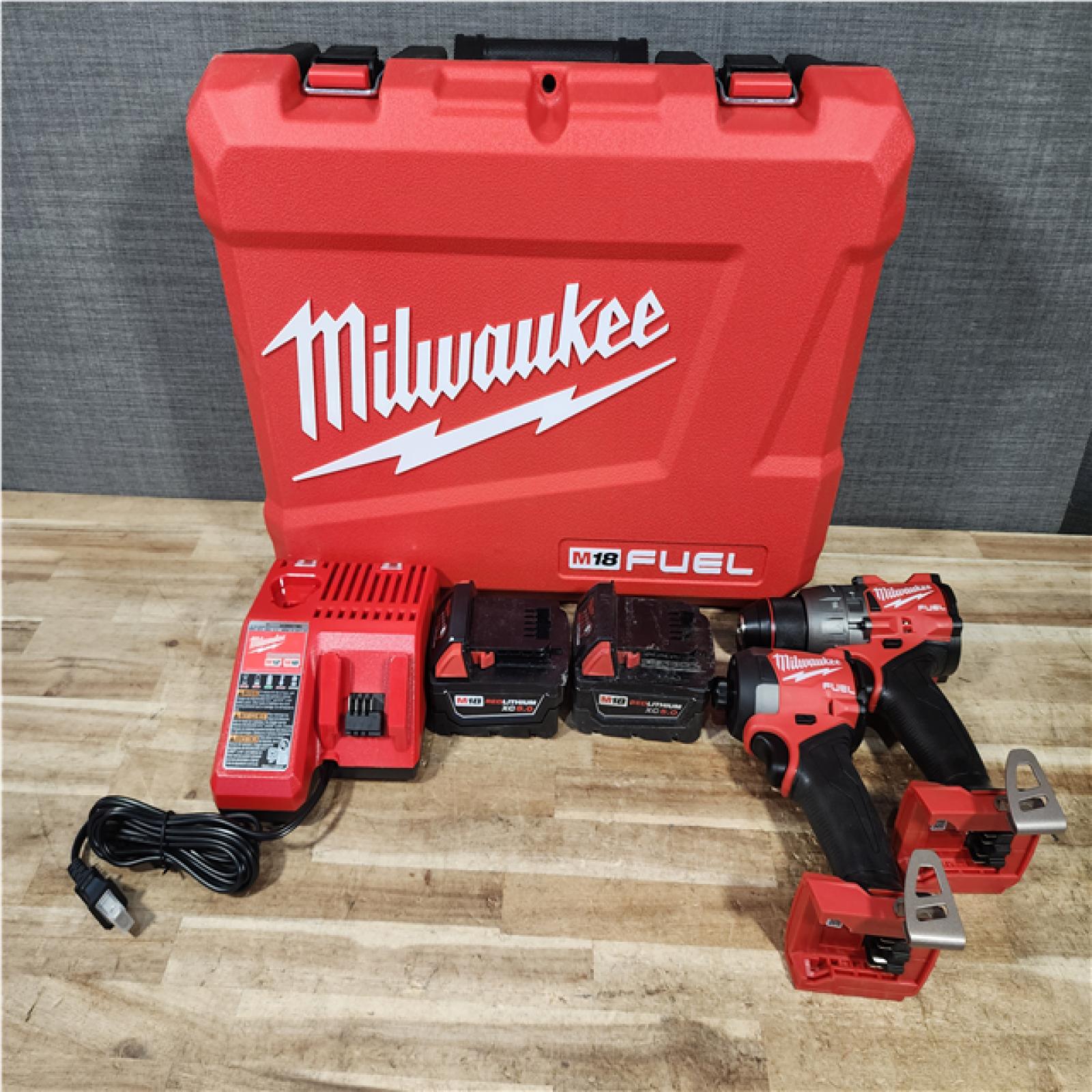 HOUSTON LOCATION - AS - IS Milwaukee FUEL 18V Lithium-Ion Brushless Cordless Hammer Drill and Impact Driver Combo Kit