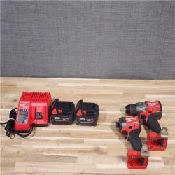 HOUSTON LOCATION - AS-IS MILWAUKEE 2 TOOL COMBO KIT W/ (2) BATTERY & CHARGER