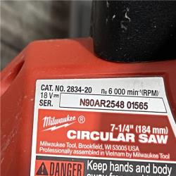 AS-IS Milwaukee FUEL 18V Lithium-Ion Brushless Cordless 7-1/4 in. Circular Saw (Tool-Only)