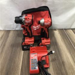 AS-IS Milwaukee 18-Volt Lithium-Ion Brushless Cordless Compact Hammer Drill/Impact Combo Kit