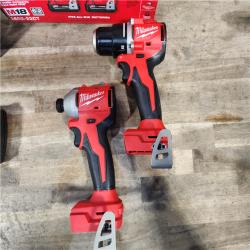 HOUSTON LOCATION - AS-IS Milwaukee M18 18V Lithium-Ion Brushless Cordless Compact Drill/Impact Combo Kit (2-Tool) W/(2) 2.0 Ah Batteries  Charger & Bag