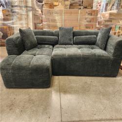 Phoenix AS-IS Nestfair 50.4 in. W Chenille Modular Couch Sectional Sofa in Green with 2-Side Pockets