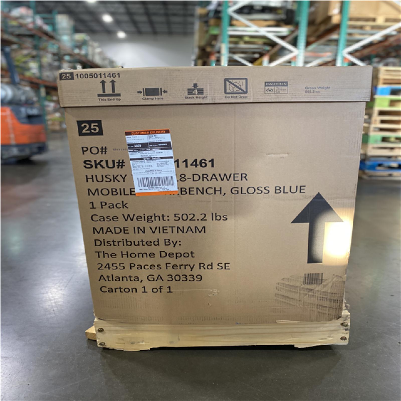 DALLAS LOCATION -AS-IS Husky Tool Storage 72 in. W Standard Duty Gloss Blue Mobile Workbench Tool Chest