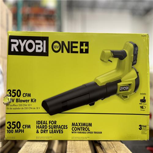 NEW! - RYOBI ONE+ 18V 100 MPH 350 CFM Cordless Battery Variable Speed Jet Fan Leaf Blower with 4.0 Ah Battery and Charger