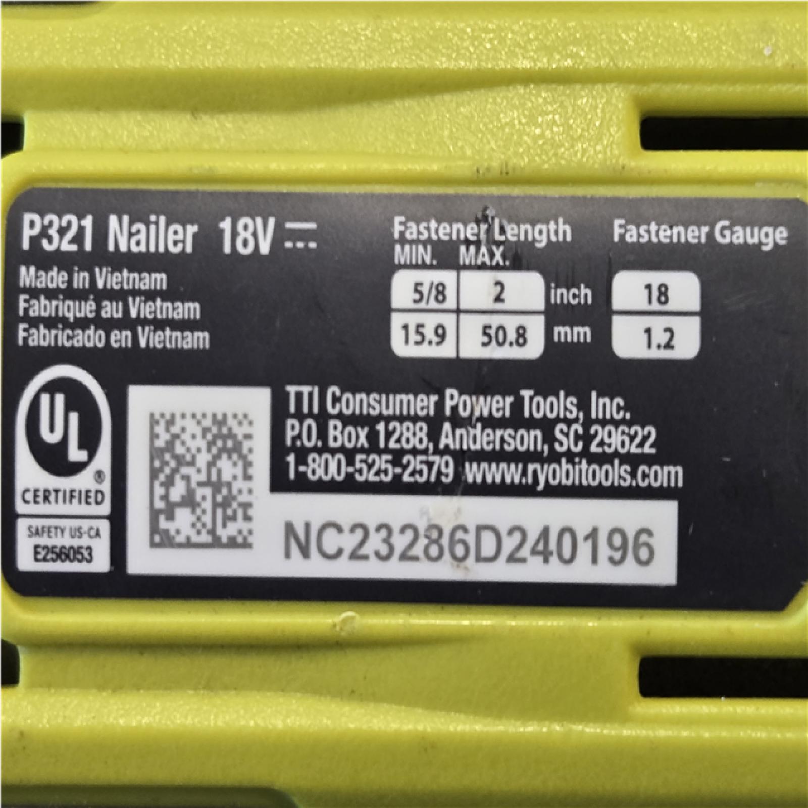 AS-IS RYOBI ONE+ 18V 18-Gauge Cordless AirStrike Brad Nailer (Tool Only)