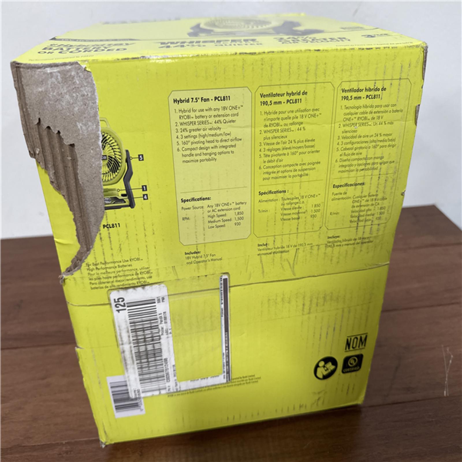 California NEW Ryobi 18V Hybrid 7.5 Fan (Tool Only)
