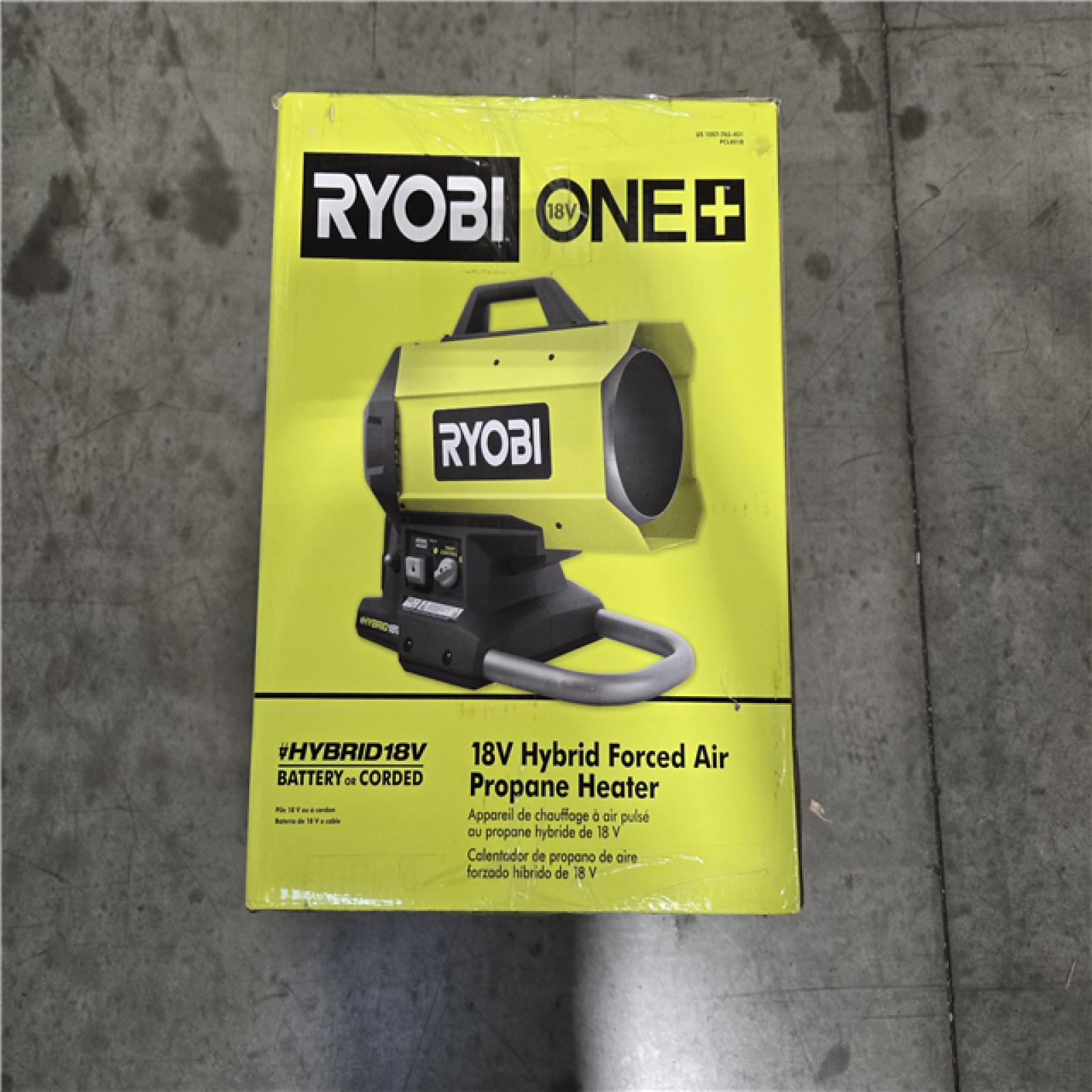 NEW!- RYOBI ONE+ 18V Cordless Hybrid Forced Air Propane Heater (Tool-Only)
