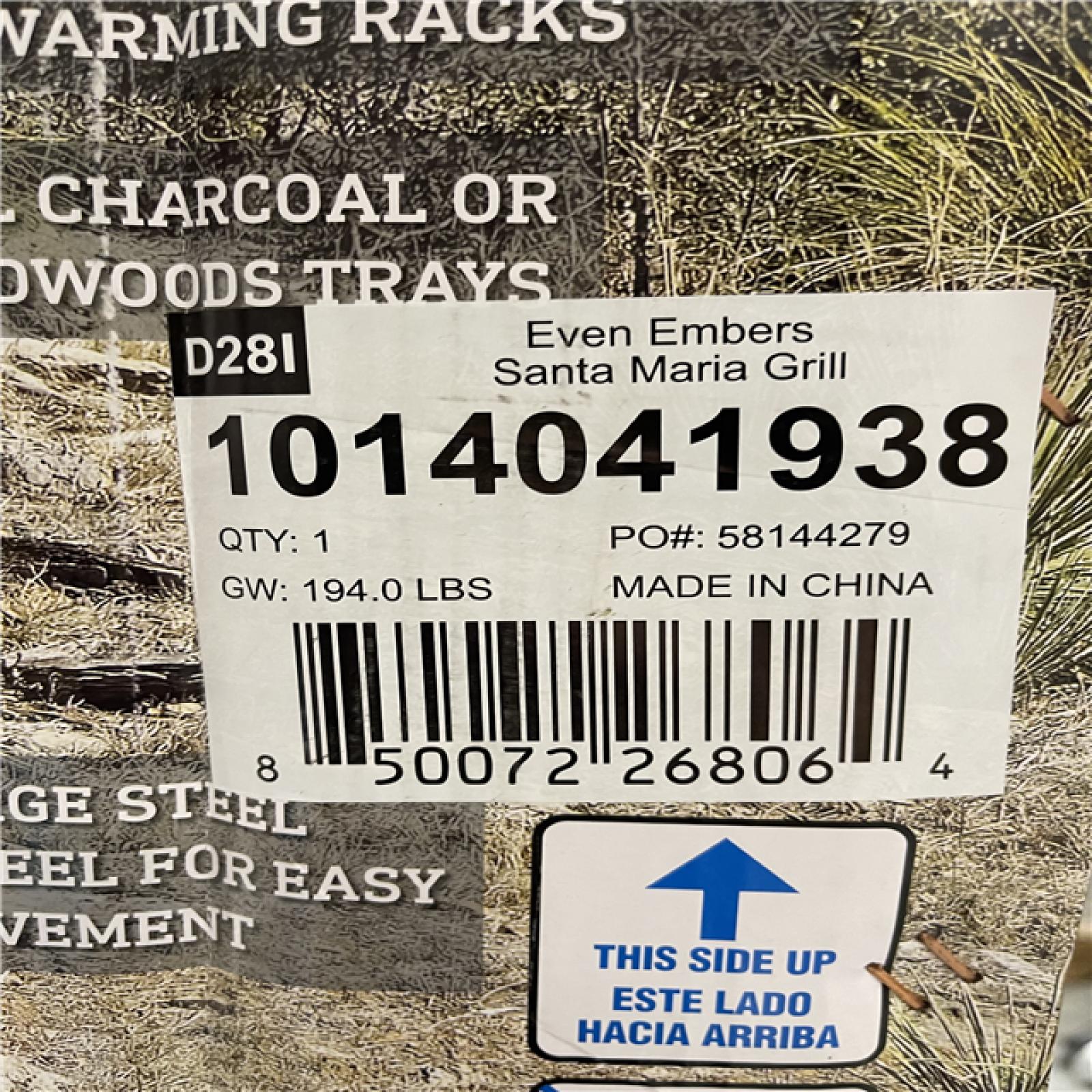 DALLAS LOCATION- Even Embers Santa Maria Charcoal and Wood Grill in Black with Cover Included (3 UNITS)