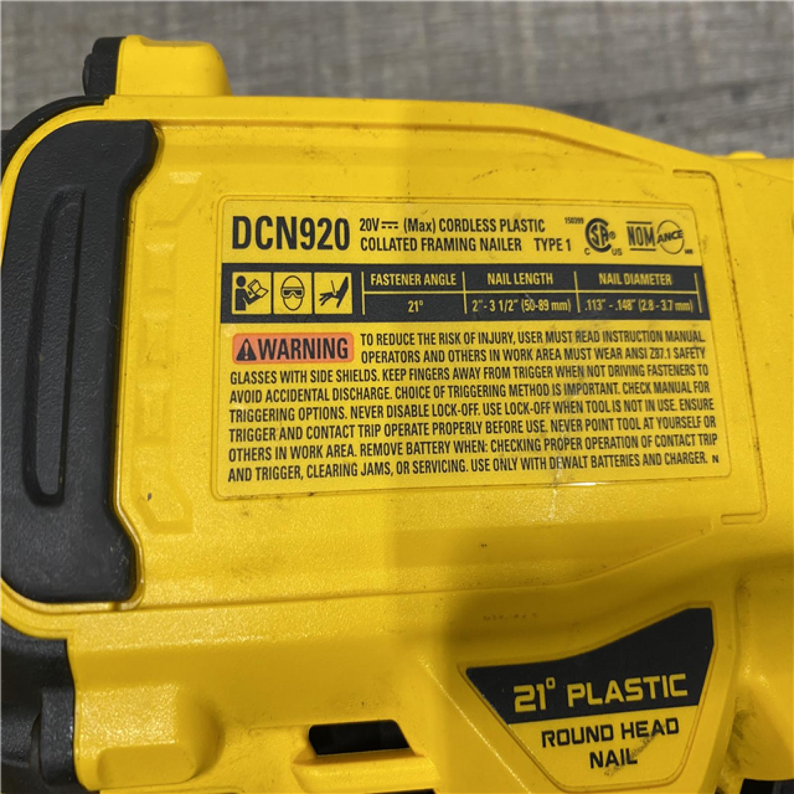 AS-IS DEWALT 20-Volt 21° Cordless Framing Nailer (Tool-Only)