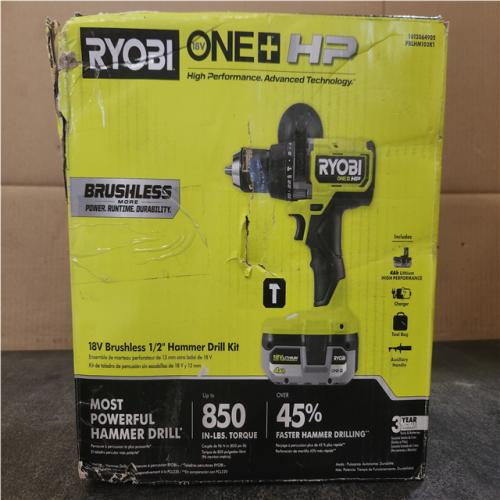 Phoenix NEW RYOBI ONE+ HP 18V Brushless Cordless 1/2 in. Hammer Drill Kit 4.0 Ah HIGH PERFORMANCE Battery, Charger, and Bag
