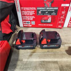 HOUSTON LOCATION - AS-IS (APPEARS LIKE NEW) (2) Milwaukee M18 Compact Brushless 1/4  Hex Impact Driver Kit