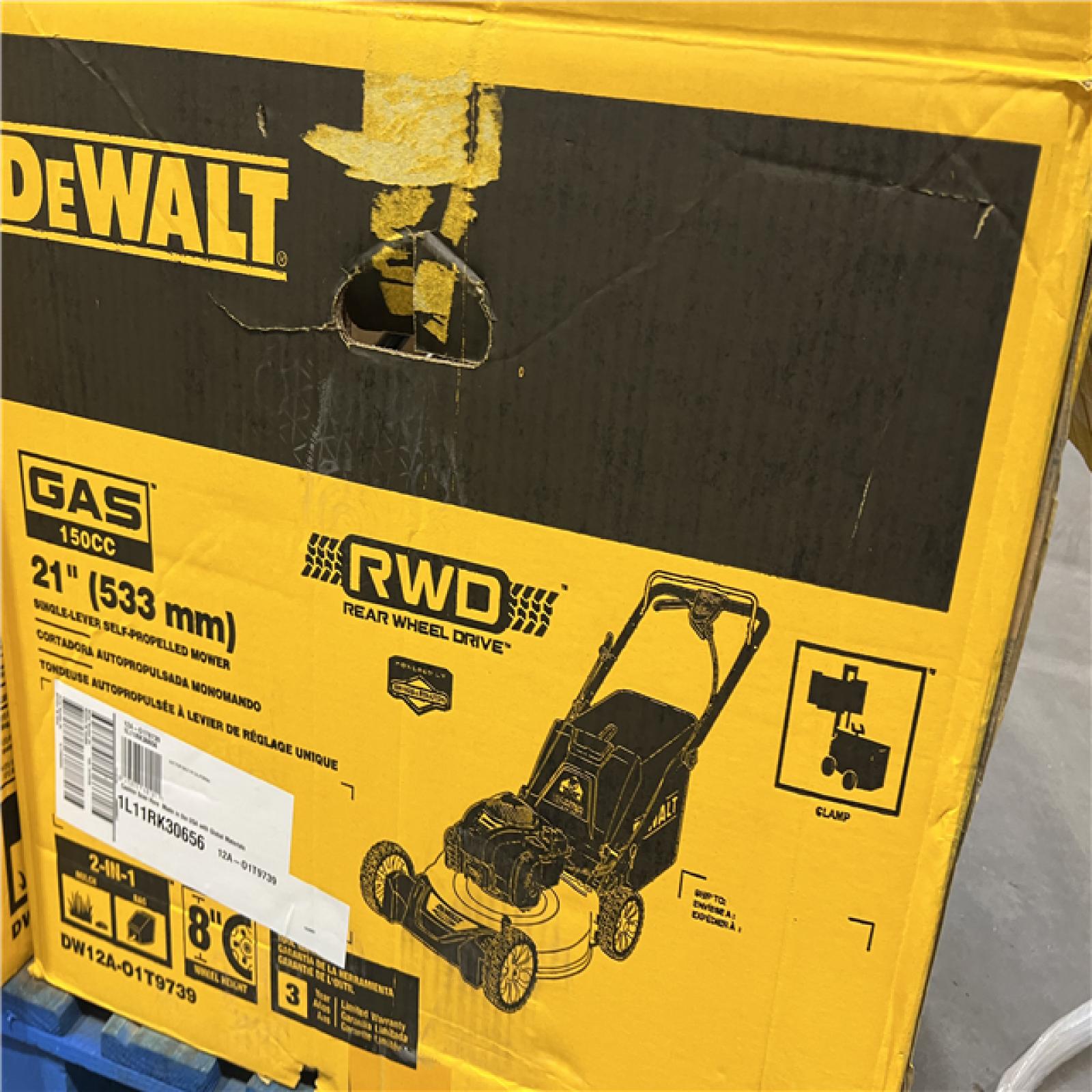 Dallas Location - As-Is DEWALT 21 in. 150cc Briggs and Stratton 625ex Engine Rear Wheel Drive 2-in-1 Gas Self Propelled Walk Behind Lawn Mower