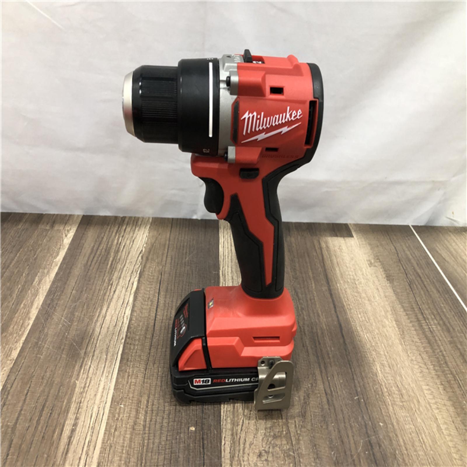 AS-IS Milwaukee 18V Lithium-Ion Brushless Cordless 1/2 in. Compact Drill/Driver Kit